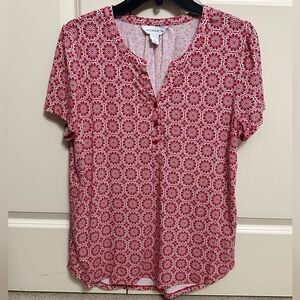 Liz Claiborne Red Floral Blouse